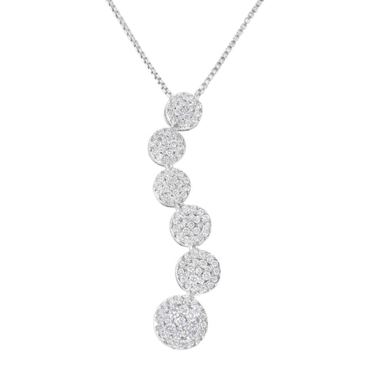 Collier pendentif grappe de diamants en or blanc 14K 1 carat total (H-I, I1-I2)