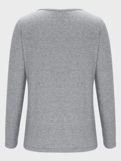 Crisscross V-Neck Long Sleeve T-Shirt