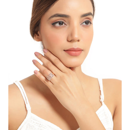 14K Rose Gold Plated 3.30 Carat Genuine Morganite .925 Sterling Silver Ring