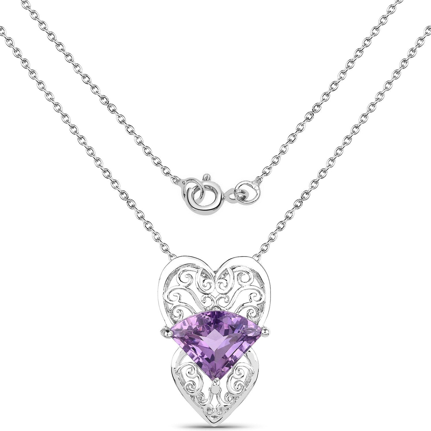 5.80 Carat Genuine Amethyst .925 Sterling Silver Pendant