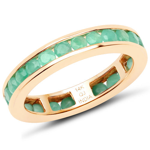 1.43 Carat Genuine Emerald 14K Yellow Gold Ring