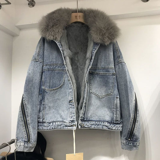 Abrigo de mezclilla holgado para mujer