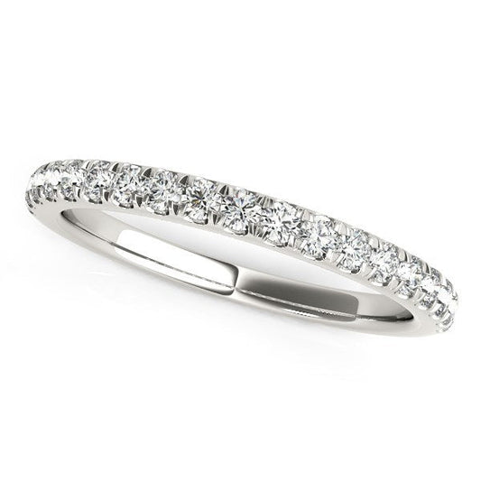 Bague de mariage en or blanc 14 carats avec diamants sertis pavé (1/4 ct. au total)