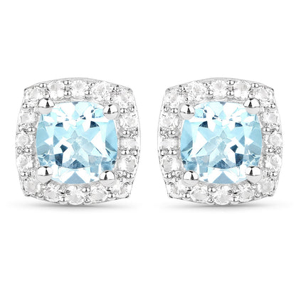 4.62 Carat Genuine Blue Topaz and White Topaz .925 Sterling Silver 3 Piece Jewelry Set (Ring, Earrings, and Pendant w/ Chain)
