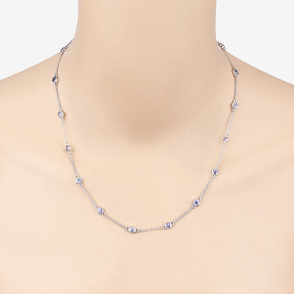 1.80 Carat Genuine Tanzanite .925 Sterling Silver Necklace