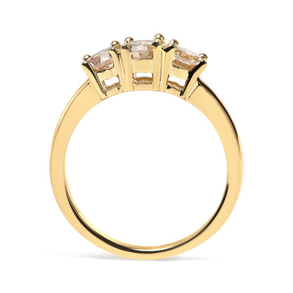 10K Yellow Gold 1.00 Cttw Champagne Diamond 3-Stone Band Ring (J-K Color, I1-I2 Clarity)  - Size 7