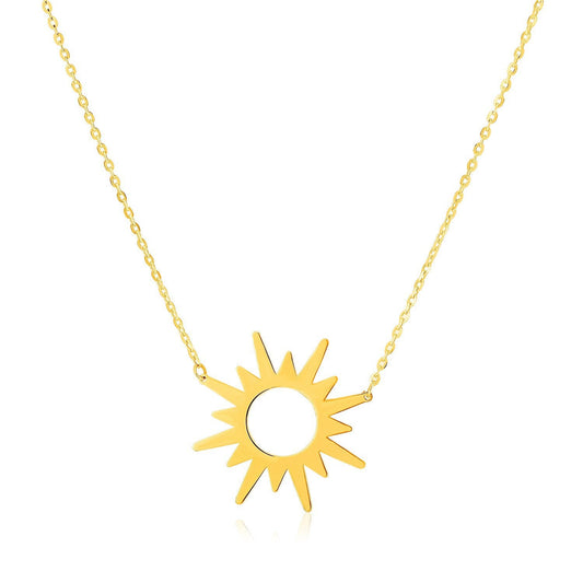 Collier soleil en or jaune 14 carats