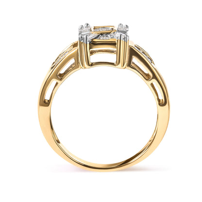 10K Yellow Gold 1/2 Cttw Diamond Composite and Halo Ring (H-I Color, SI1-SI2 Clarity) - Ring Size 7
