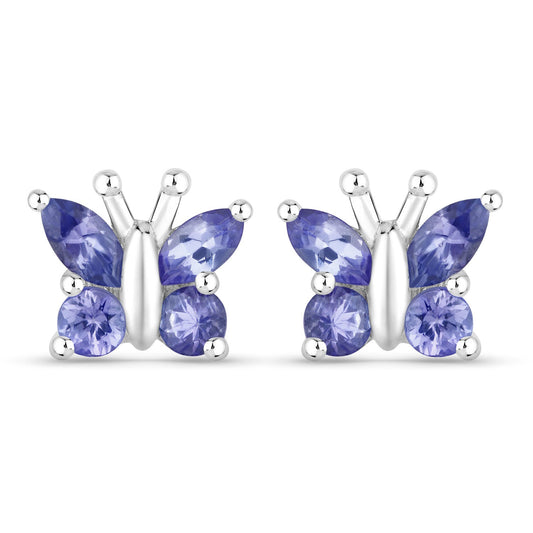 0.96 Carat Genuine Tanzanite .925 Sterling Silver Earrings