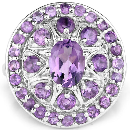 2.67 Carat Genuine Amethyst .925 Sterling Silver Ring