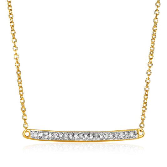 Collier en or jaune 14 carats avec barre en or et diamants (1/10 carat total)