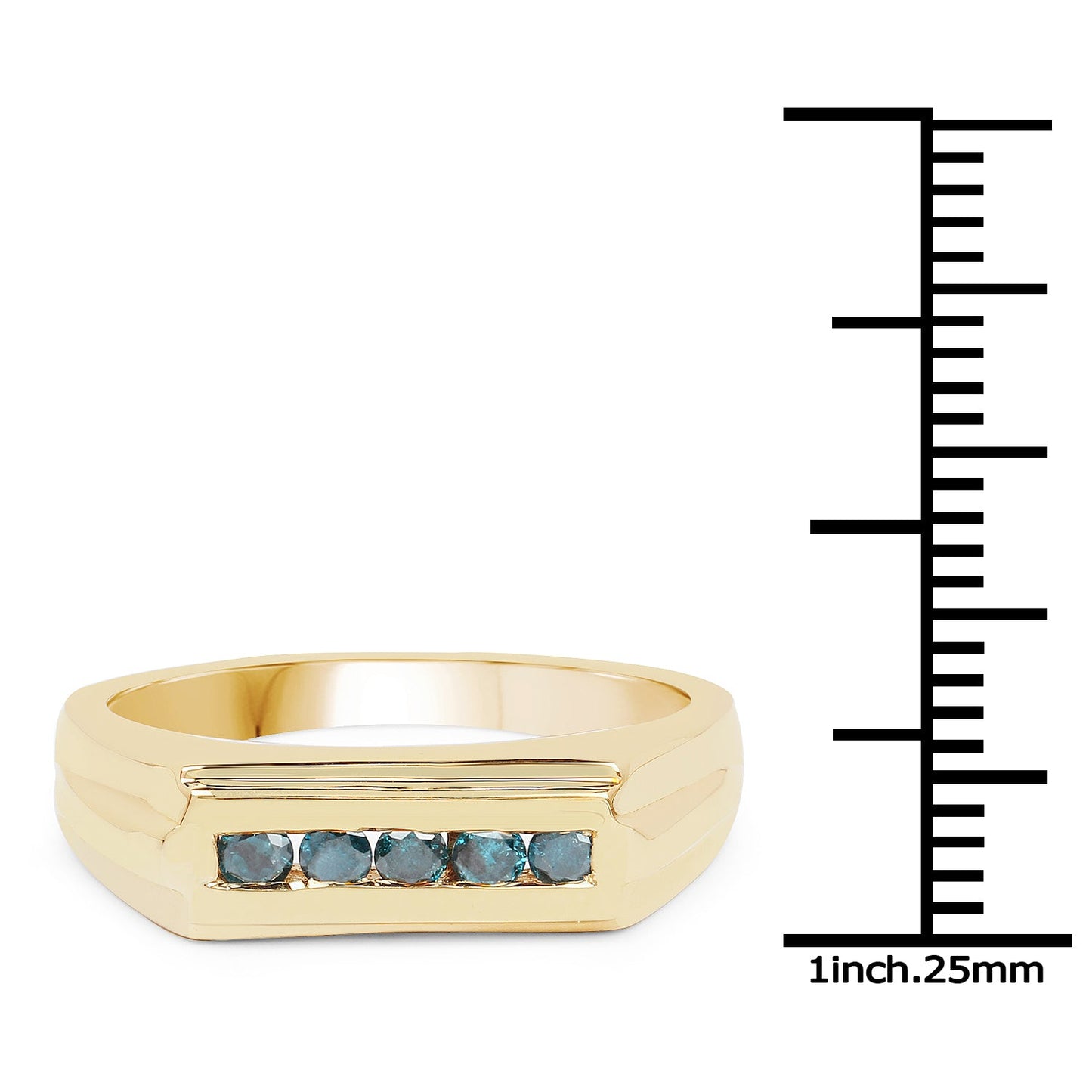 14K Yellow Gold Plated 0.25 Carat Genuine Blue Diamond .925 Sterling Silver Ring