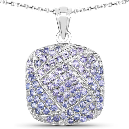 2.73 Carat Genuine Tanzanite .925 Sterling Silver Pendant