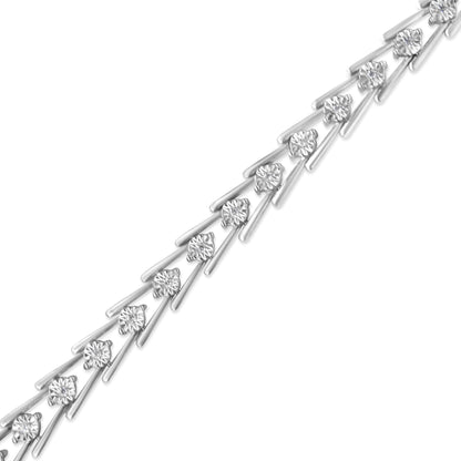 .925 Sterling Silver Diamond Miracle-Set Double Swoosh Milgrain Style Tennis Bracelet (1/2 cttw, I-J Color, I3 Clarity) - Size 7.75"