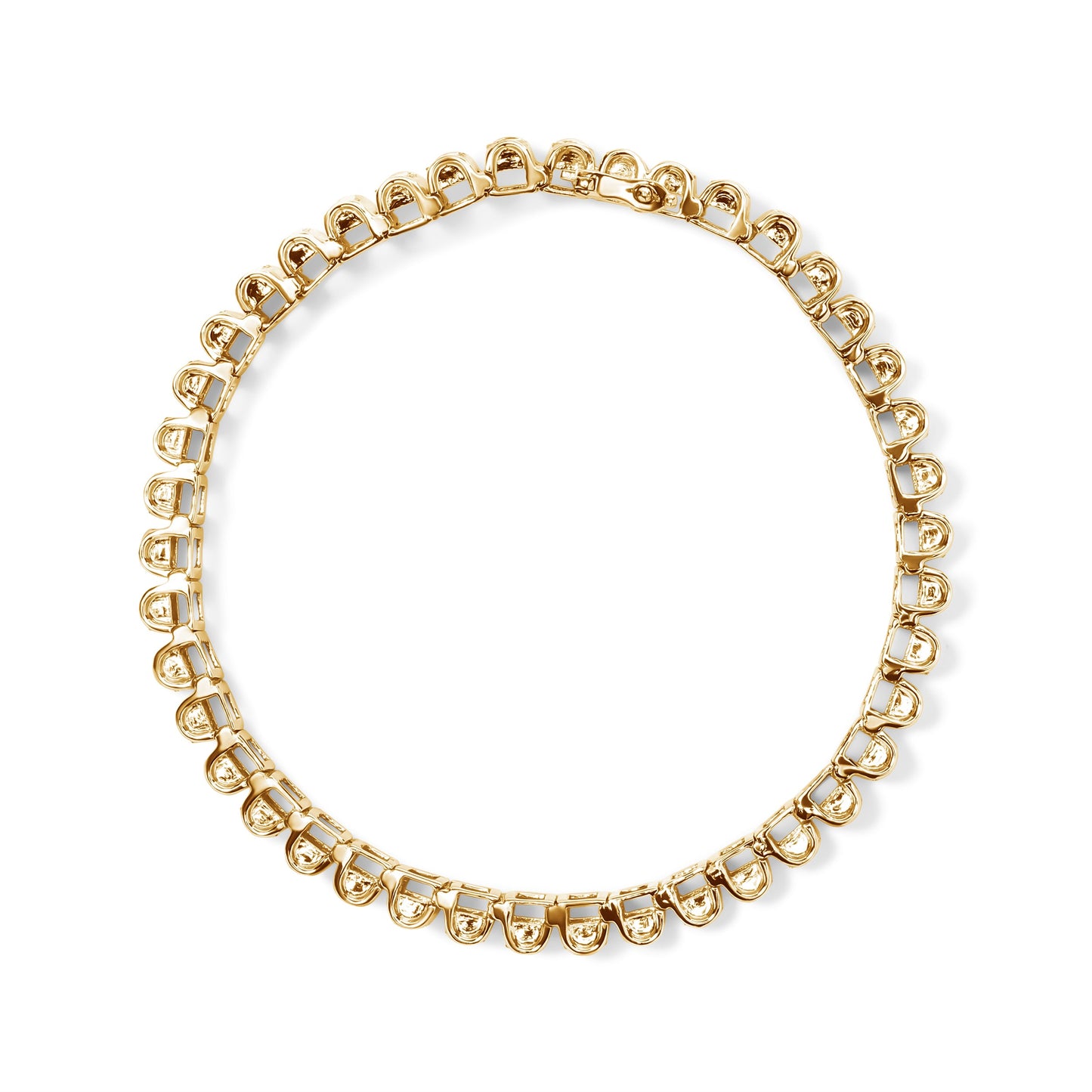 14K Yellow Gold 5.0 Cttw Invisible Set Princess-cut Diamond Buckle Link Tennis Bracelet (H-I Color, SI2-I1 Clarity) - Size 7.25"