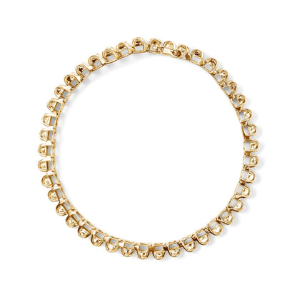 14K Yellow Gold 5.0 Cttw Invisible Set Princess-cut Diamond Buckle Link Tennis Bracelet (H-I Color, SI2-I1 Clarity) - Size 7.25"