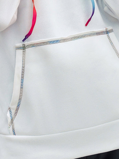 Ivy Lane Contrast Stitching Drawstring Raglan Sleeve Hoodie
