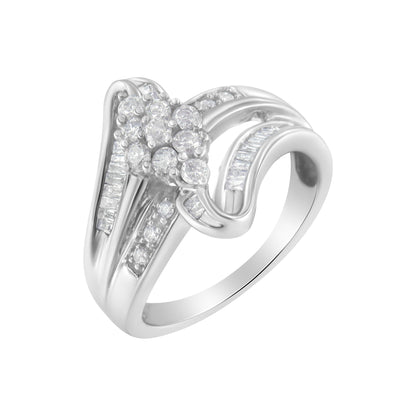 10K White Gold 1/2 cttw Diamond Cluster Ring (H-I Clarity, I2-I3 Color) - Size 6