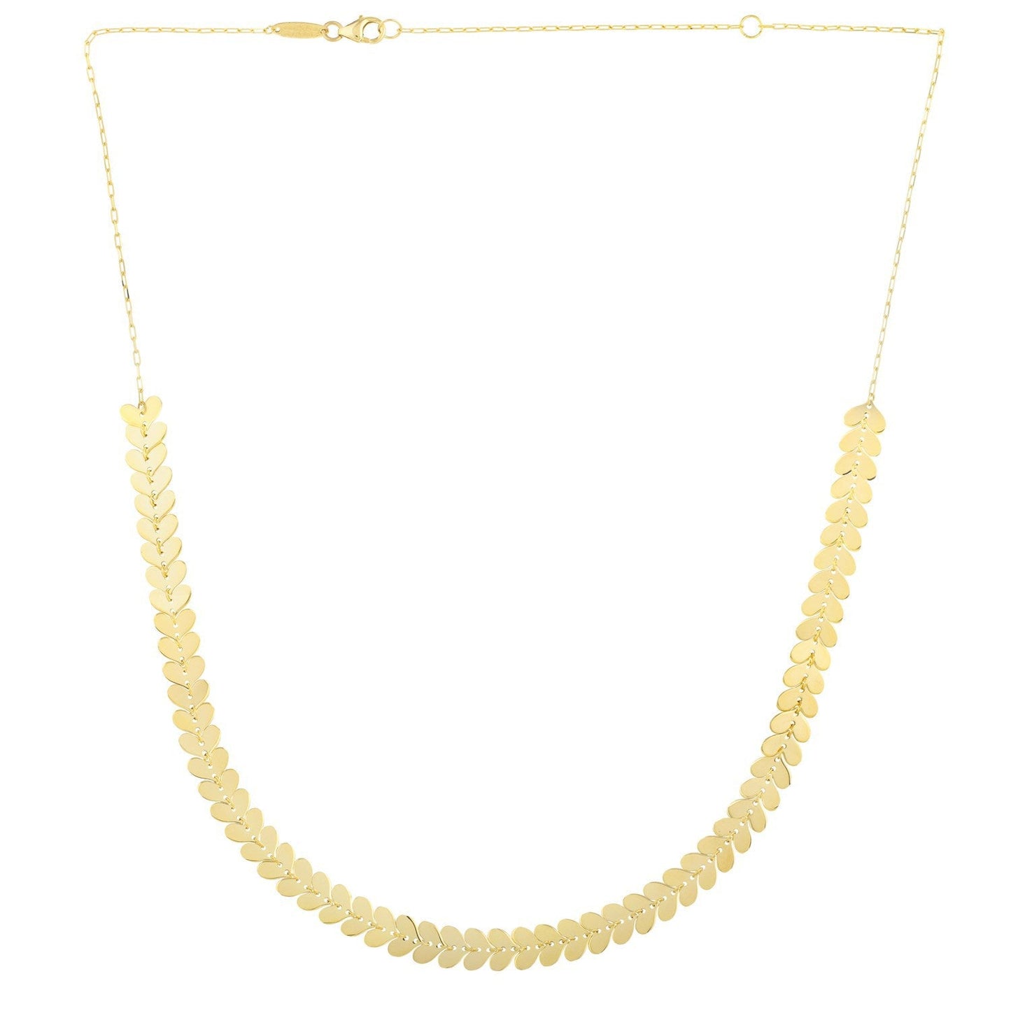 14k Yellow Gold Polished Heart Link Chain Necklace
