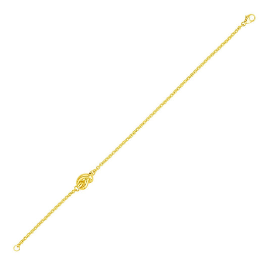 Bracelet chaîne en or jaune 14 carats avec nœud poli