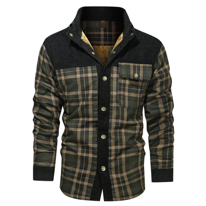 2022 Men's Plus Size Thick Corduroy Plaid Jacket
