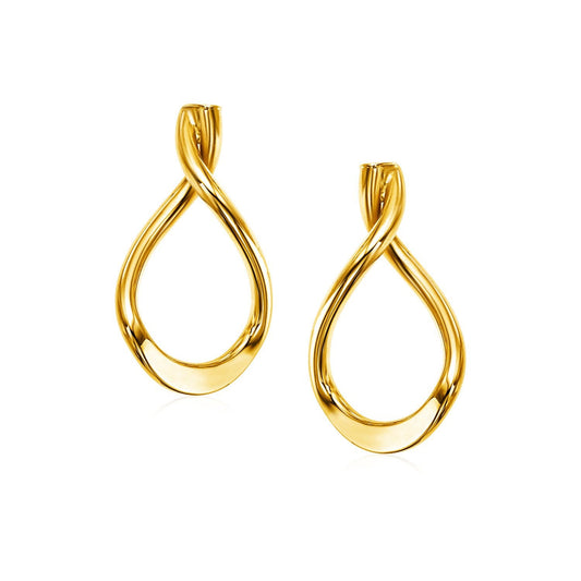 Boucles d'oreilles pendantes polies en or jaune 14 carats
