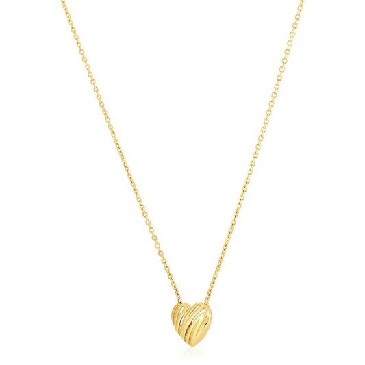Collier Cœur « Scribbles » Poli en Or Jaune 14 carats