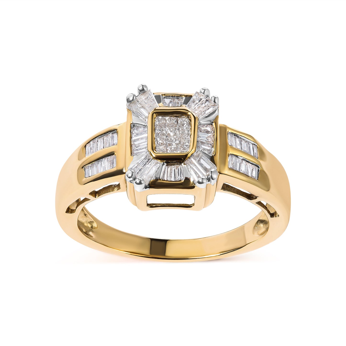 10K Yellow Gold 1/2 Cttw Diamond Composite and Halo Ring (H-I Color, SI1-SI2 Clarity) - Ring Size 7