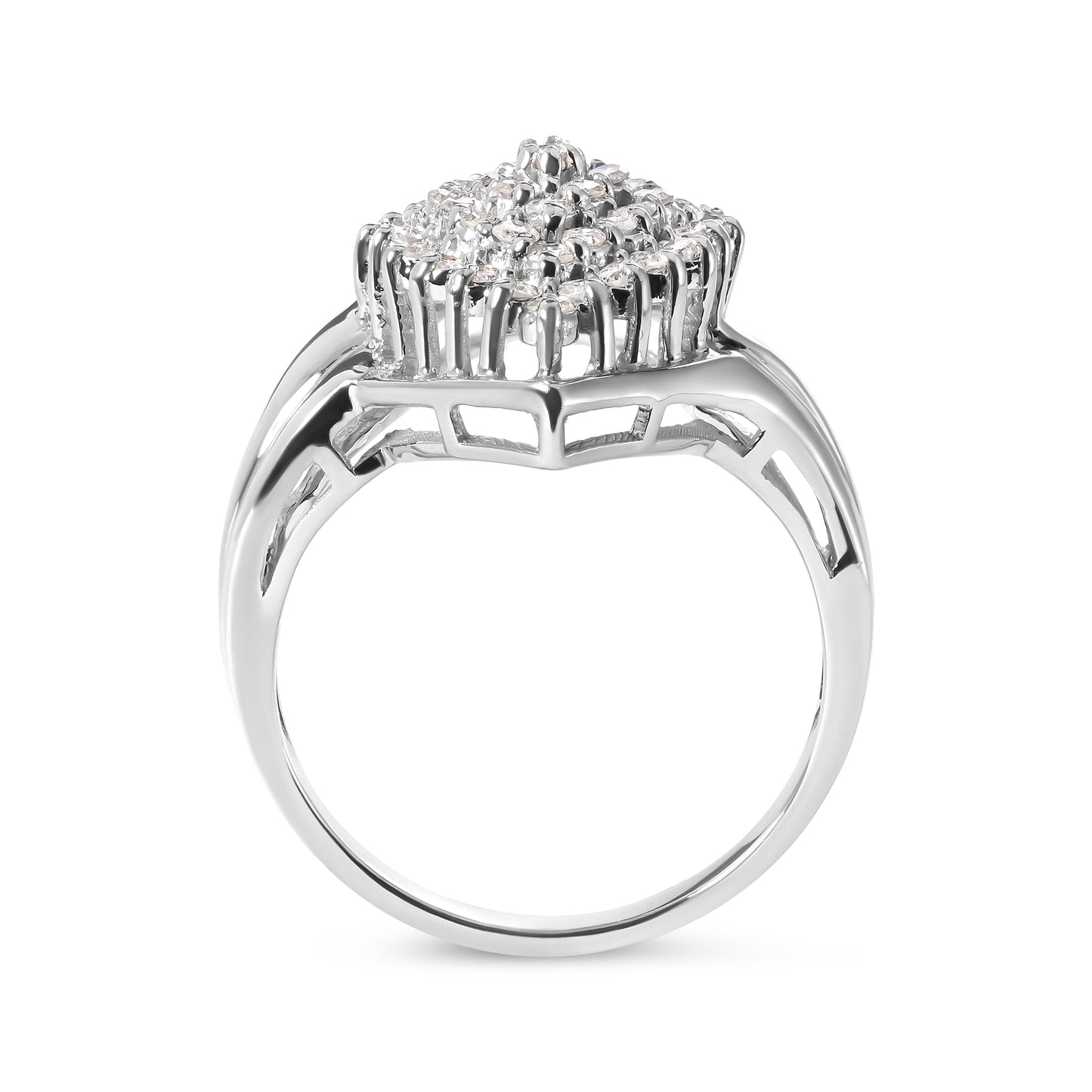 10K White Gold 1/2 Cttw Diamond Pear Shaped Cluster Ring (H-I Color, I1-I2 Clarity) - Ring Size 7