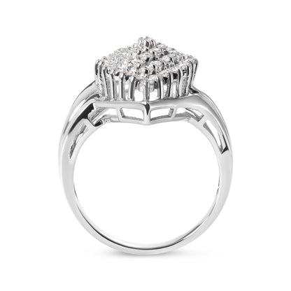 10K White Gold 1/2 Cttw Diamond Pear Shaped Cluster Ring (H-I Color, I1-I2 Clarity) - Ring Size 7