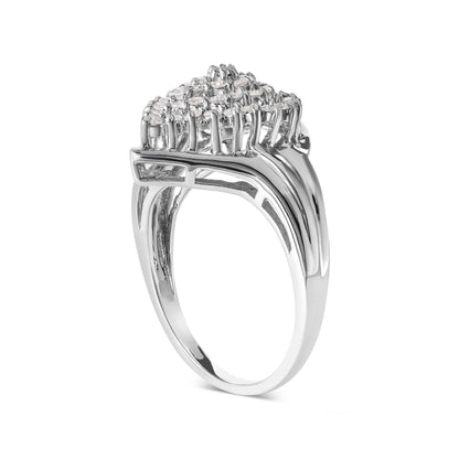 10K White Gold 1/2 Cttw Diamond Pear Shaped Cluster Ring (H-I Color, I1-I2 Clarity) - Ring Size 7