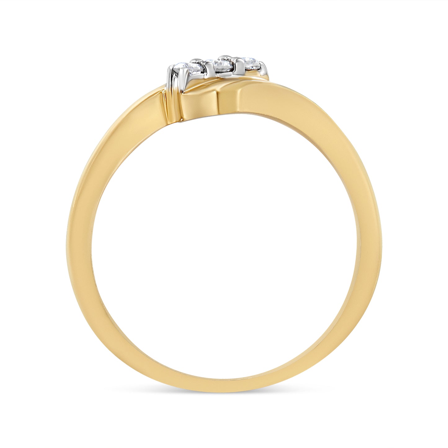10K Yellow Gold over .925 Sterling Silver 1/10 Cttw Diamond Three-Stone Bypass Fashion Cocktail Ring ( I-J Color, I2-I3 Clarity) - Size 6