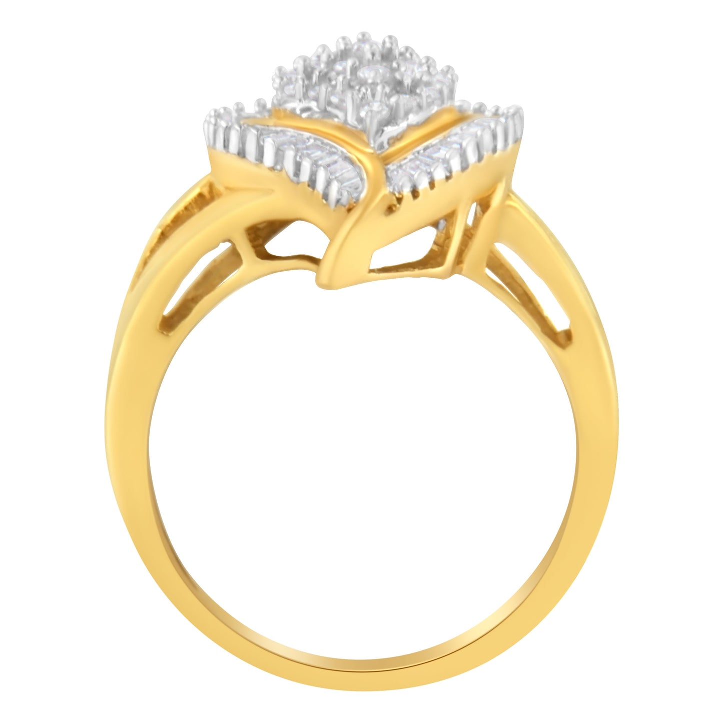 10K Yellow Gold Diamond Cluster Ring (1/2 Cttw, I-J Color, I1-I2 Clarity) - Size 8