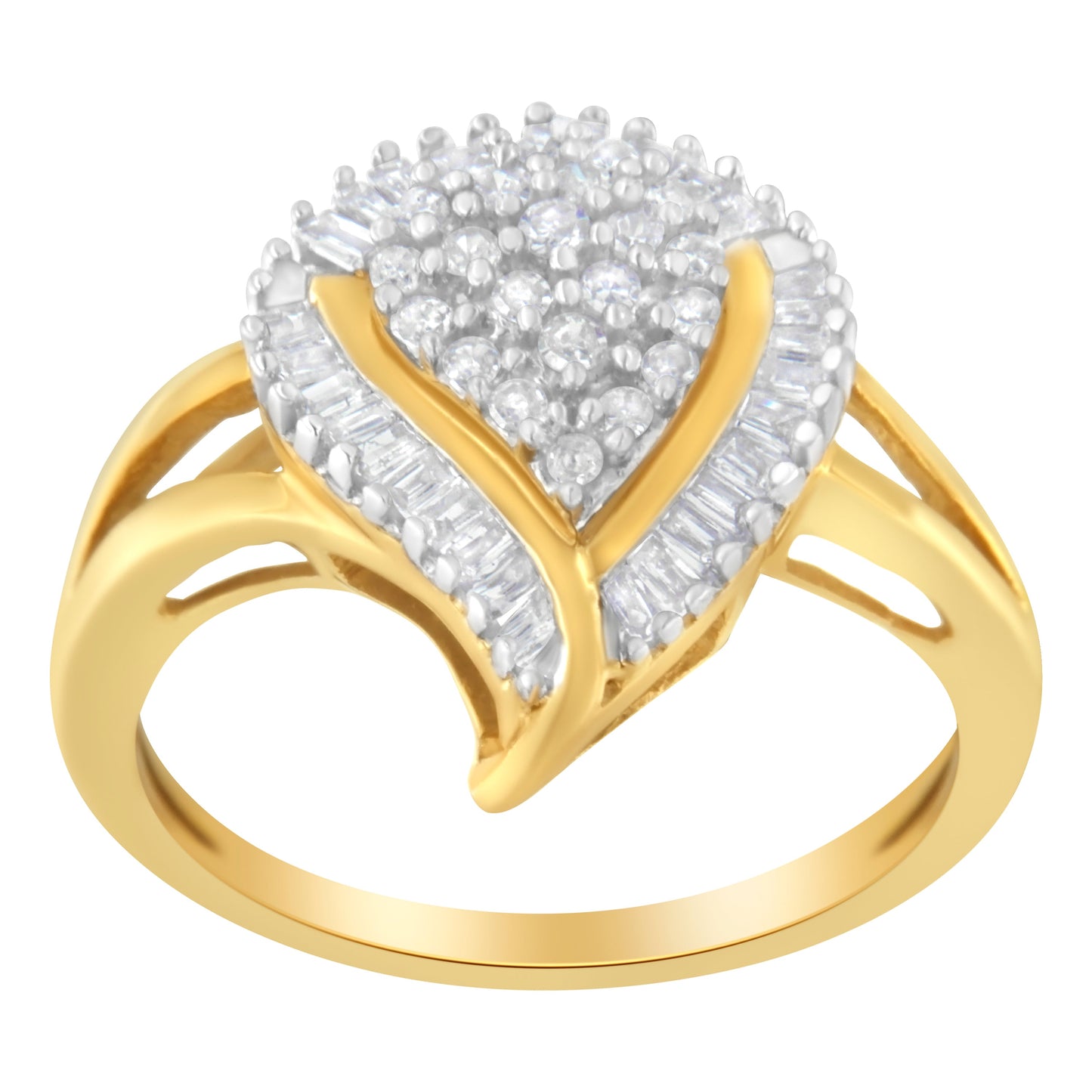 10K Yellow Gold Diamond Cluster Ring (1/2 Cttw, I-J Color, I1-I2 Clarity) - Size 8