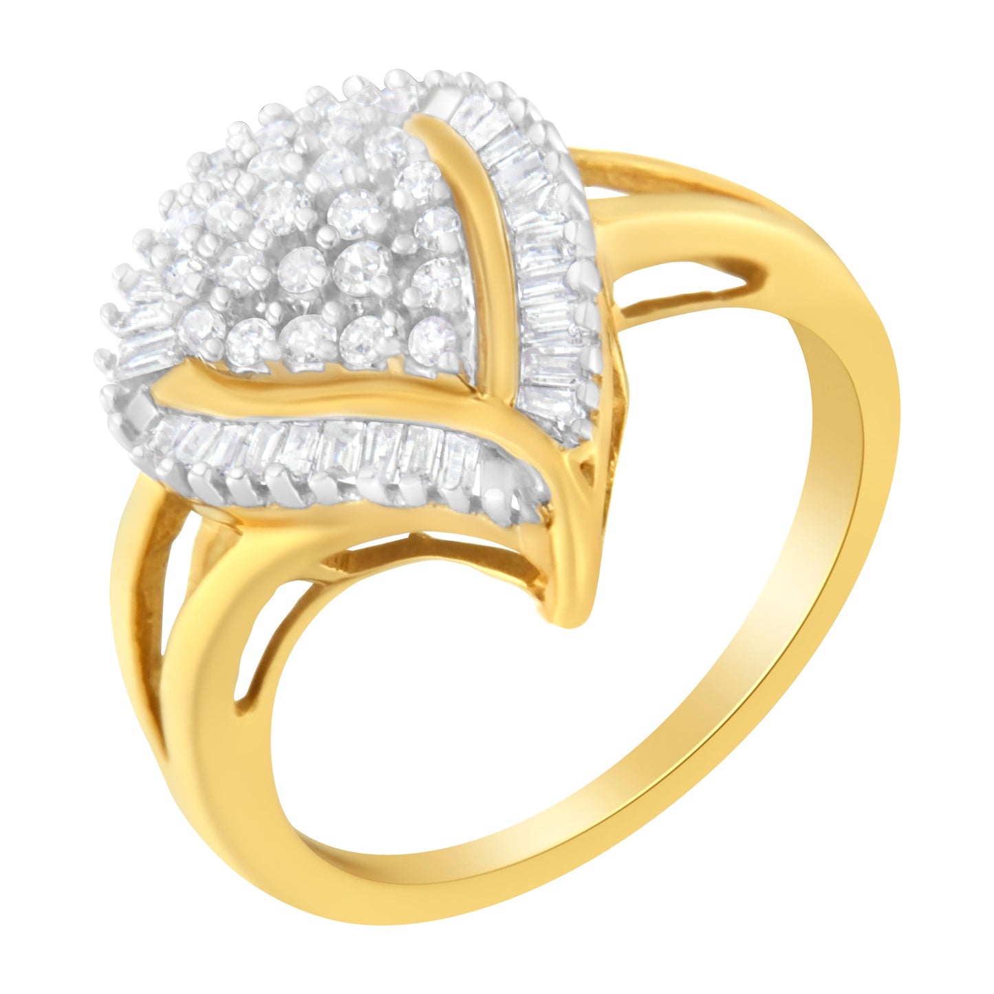 10K Yellow Gold Diamond Cluster Ring (1/2 Cttw, I-J Color, I1-I2 Clarity) - Size 8