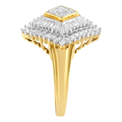 10K Yellow Gold Diamond Ballerina Ring (1 Cttw, I-J Color, I1-I2 Clarity) - Size 7