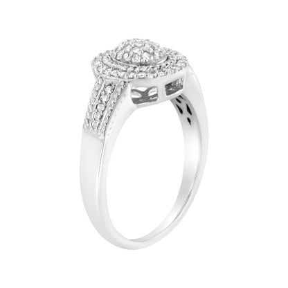.925 Sterling Silver 1/3 Cttw Pave Set Round-Cut Diamond Braided Halo Cocktail Ring (I-J Color, I2-I3 Clarity) - Size 7