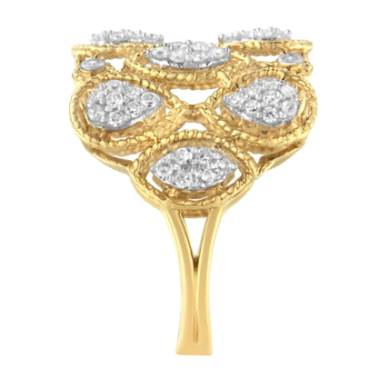 14K Yellow Gold Diamond Art Deco Ring (1/2 Cttw, H-I Color, I1 Clarity) - Size 7