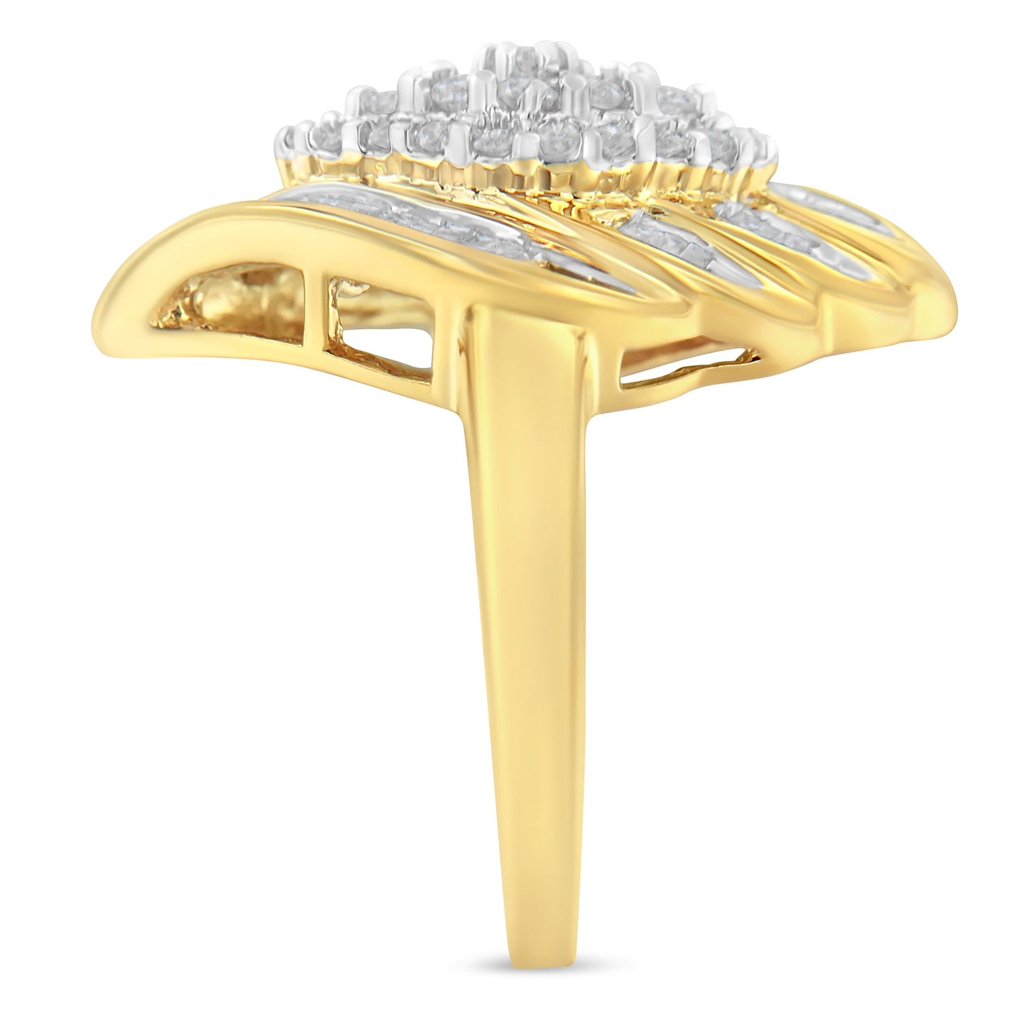 10K Yellow Gold Diamond Cocktail Ring (3/4 Cttw, I-J Color, I2-I3 Clarity) - Size 8