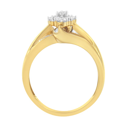 10K Yellow Gold 1/2 cttw Diamond Cluster Cocktail Ring (J-K Clarity, I1-I2 Color) - Size 7