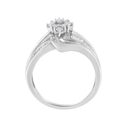 10K White Gold 1/2 cttw Diamond Cluster Ring (H-I Clarity, I2-I3 Color) - Size 6