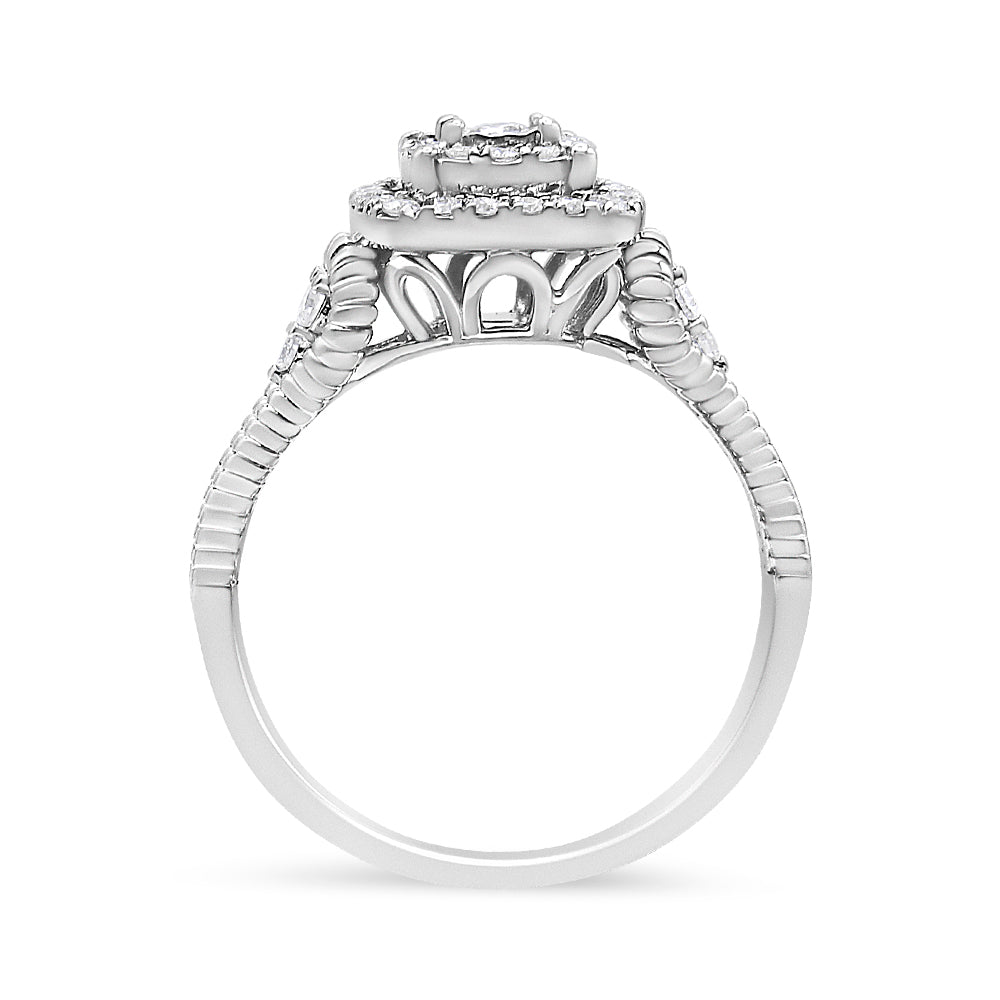 .925 Sterling Silver 1/3 Cttw Miracle Set Round-Cut Diamond Cocktail Ring (H-I Color, I1-I2 Clarity) - Size 7