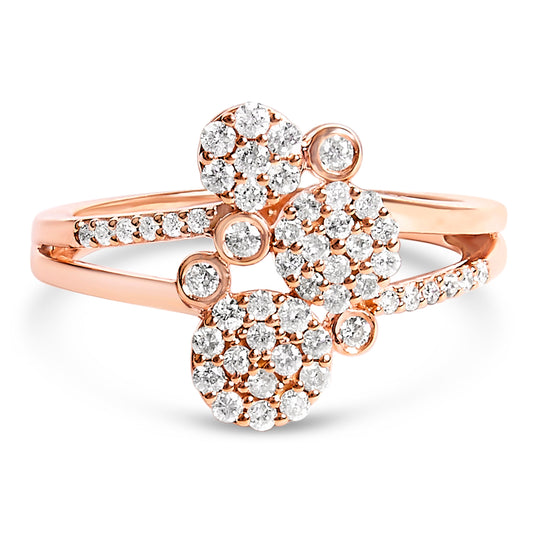 Bague à composition diffuse en diamant de 0,5 carat plaquée or rose 14 carats sur argent sterling 925 (couleur I-J, pureté I1-I2) - Taille 7