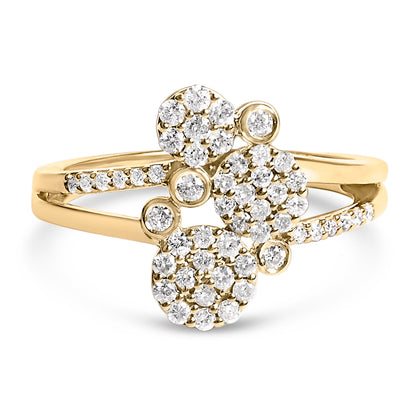 14K Rose Gold Plated .925 Sterling Silver 1/2 Cttw Diamond Scatter Composite Bypass Ring (I-J Color, I1-I2 Clarity) - Size 7