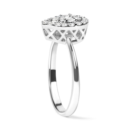 10K White Gold 3/8 Cttw Round-Cut Lab Grown Diamond Cluster Pear Promise Ring (G-H Color, VS2-SI1 Clarity) - Size 7