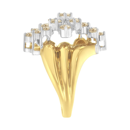 10K Yellow Gold Plated .925 Sterling Silver Diamond Cocktail Ring (1 1/2 Cttw, J-K Color, I1-I2 Clarity) - Size 7