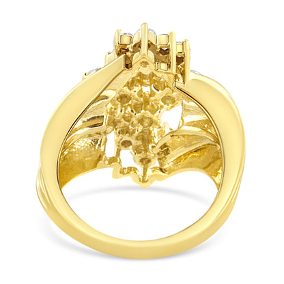 10K Yellow Gold Plated .925 Sterling Silver Diamond Cocktail Ring (1 1/2 Cttw, J-K Color, I1-I2 Clarity) - Size 7