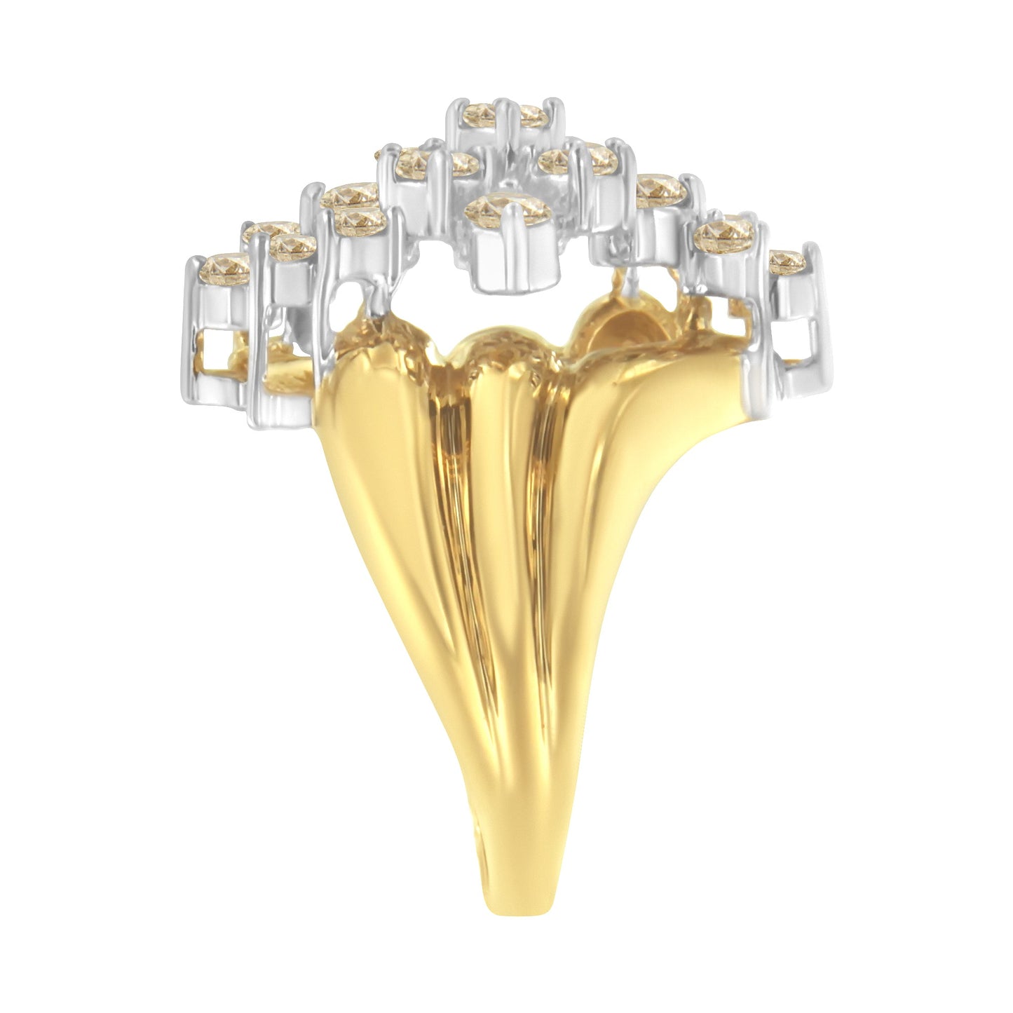 10K Yellow Gold Plated .925 Sterling Silver Diamond Cocktail Ring (1 1/2 Cttw, J-K Color, I1-I2 Clarity) - Size 7