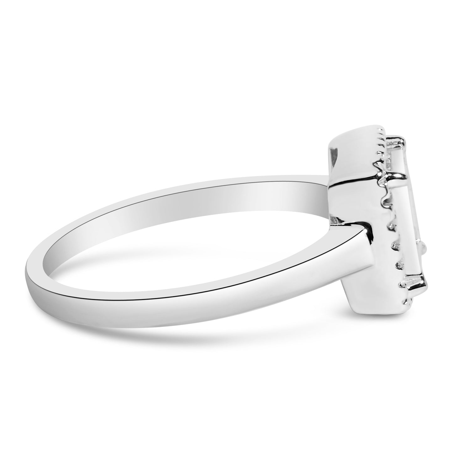 .925 Sterling Silver 1/5 Cttw Invisible Set Princess Cut Diamond Promise Ring with Beaded Halo (H-I Color, I1-I2 Clarity) - Ring Size 7