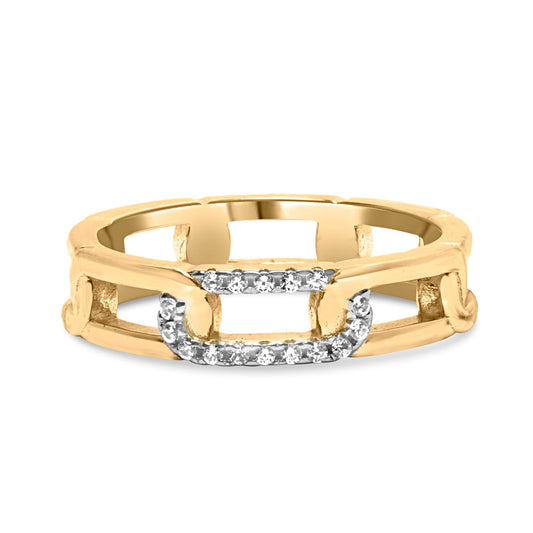 Bague jonc en or jaune 10K avec accent diamant (couleur I-J, clarté I2-I3) - Taille 7